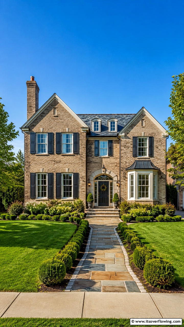 Timeless Beige Brick Facade - 30 Beige Brick Exterior Home Ideas for Warm Curb Appeal