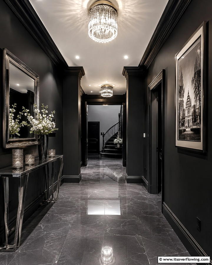 Timeless Black Elegance - 30 Black Hallway Ideas for Dramatic and Sophisticated Spaces