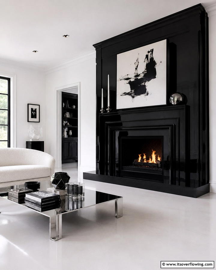 Timeless Black Gloss - 30 Fireplace Paint Color Ideas for a Fresh Update