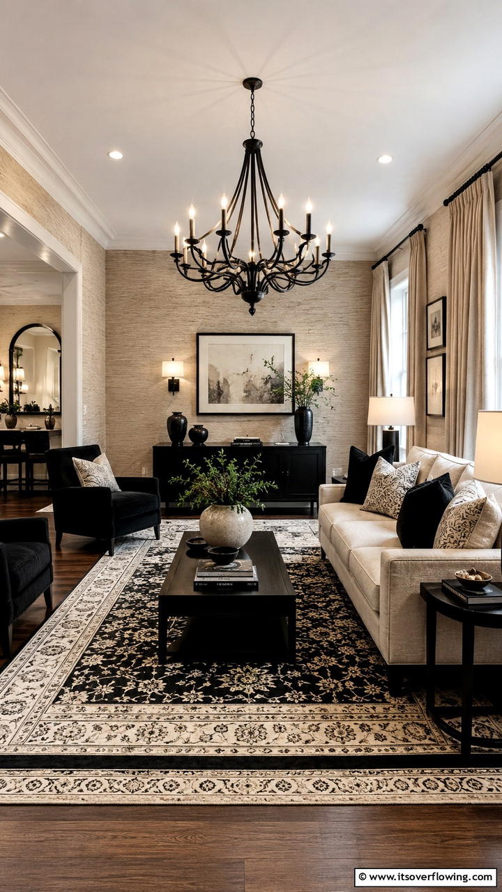 Timeless Black and Beige Mix - 30 Black & Beige Living Room Ideas for Modern Contrast