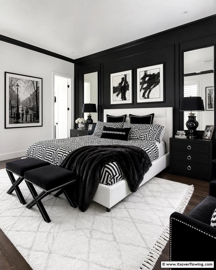 Timeless Black and White Duo - 25 Bedroom Painting Ideas With Two Colors for Impact