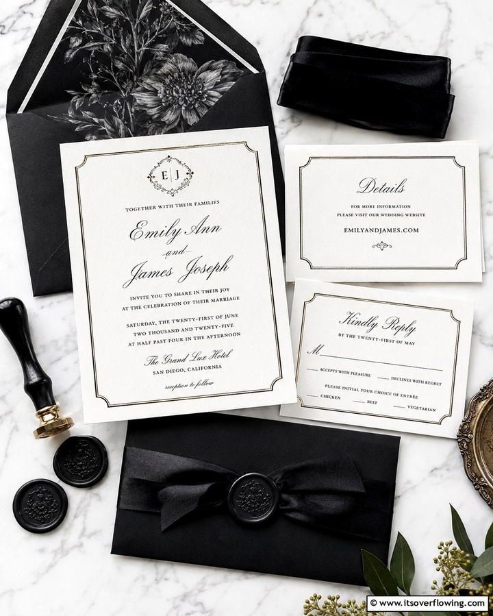 Timeless Black and White Wedding Invitations - 25 Black and White Wedding Ideas for Classic Elegance