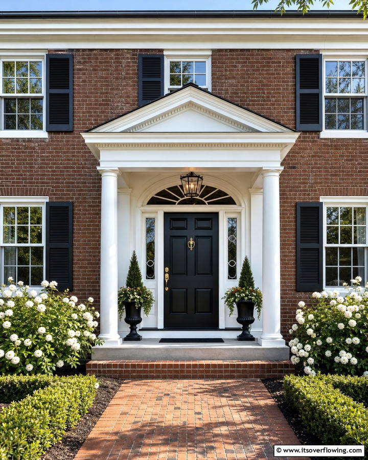Timeless Black with Classic Detailing - 21 Black Front Door Ideas for Bold First Impressions