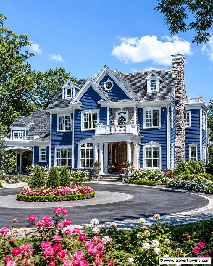 Timeless Blue Elegance - 30 Serene Blue Exterior House Colors to Boost Curb Appeal