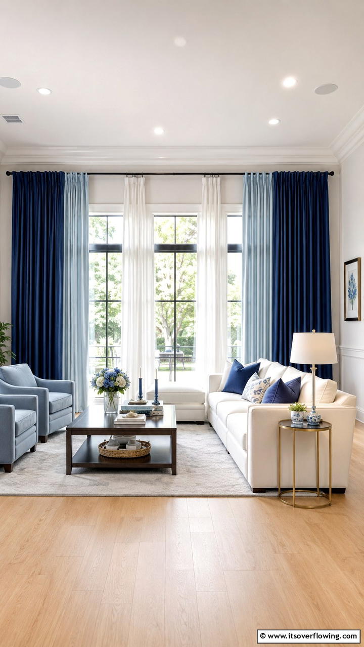 Timeless Blue Window Treatments - 30 Blue and White Decor Ideas for a Fresh and Serene Home Style