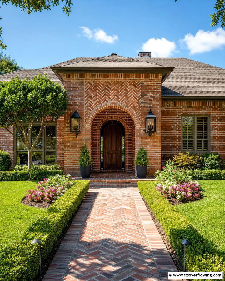 Timeless Brick Entryway - 21 Ranch Home Curb Appeal Inspiration Ideas