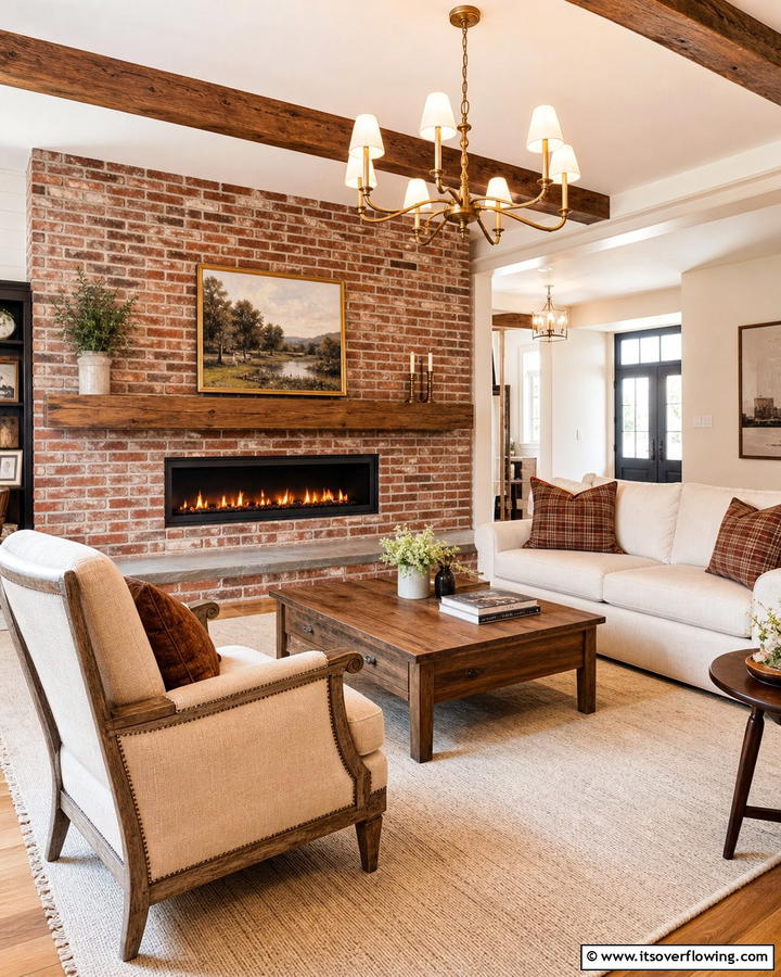 Timeless Brick Linear Fireplace - 30 Linear Fireplace Ideas for Modern Home Heating
