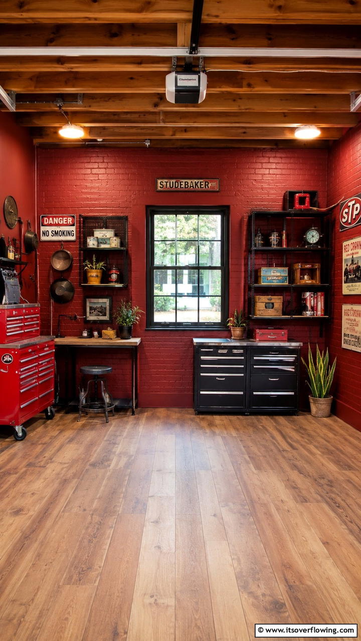 Timeless Brick Red - 30 Creative Garage Wall Paint Ideas for a Fresh Look