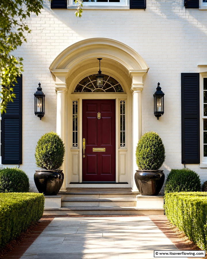 Timeless Burgundy Richness - 21 Front Door Color Ideas to Boost Your Home’s Curb Appeal