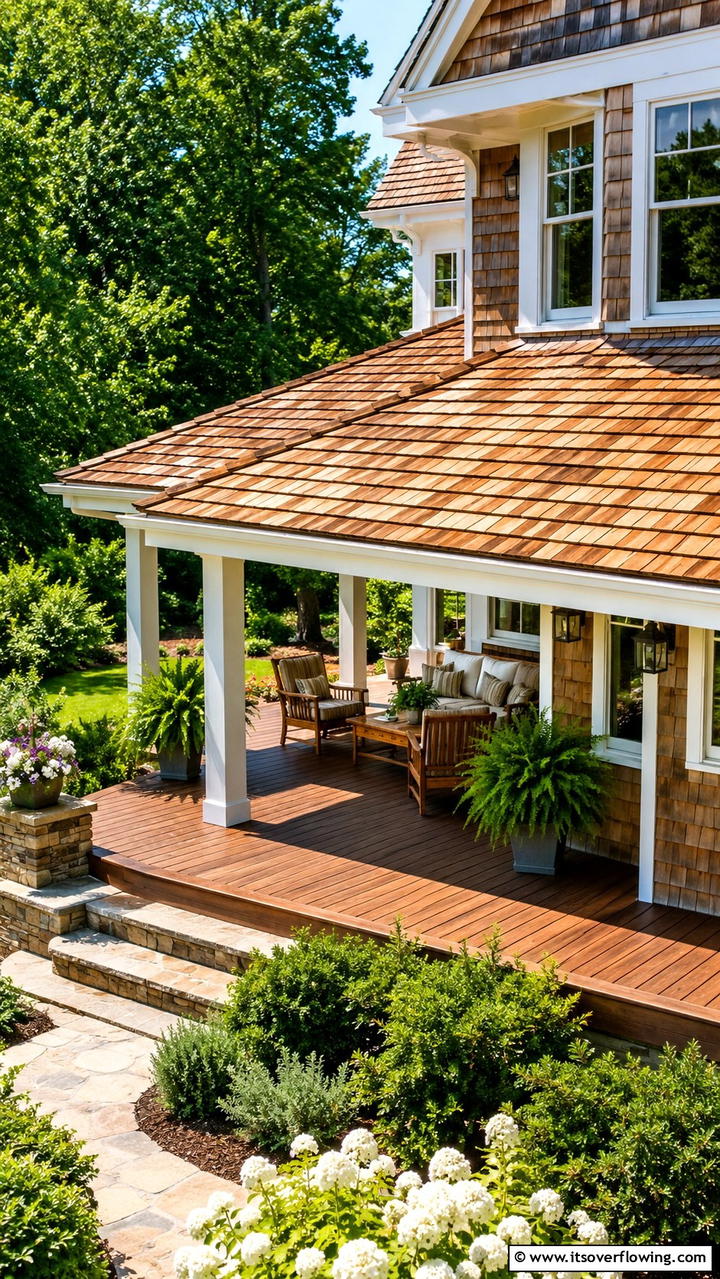 Timeless Cedar Shingles - 30 Deck Roof Ideas for Shaded Outdoor Living