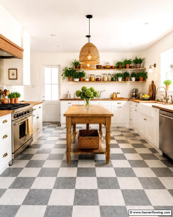 Timeless Checkered Texture - 30 Kitchens with Checkered Floors- Retro-Inspired Designs