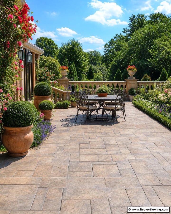 Timeless Classic Design - 21 Stamped Concrete Patio Designs to Elevate Outdoor Spaces