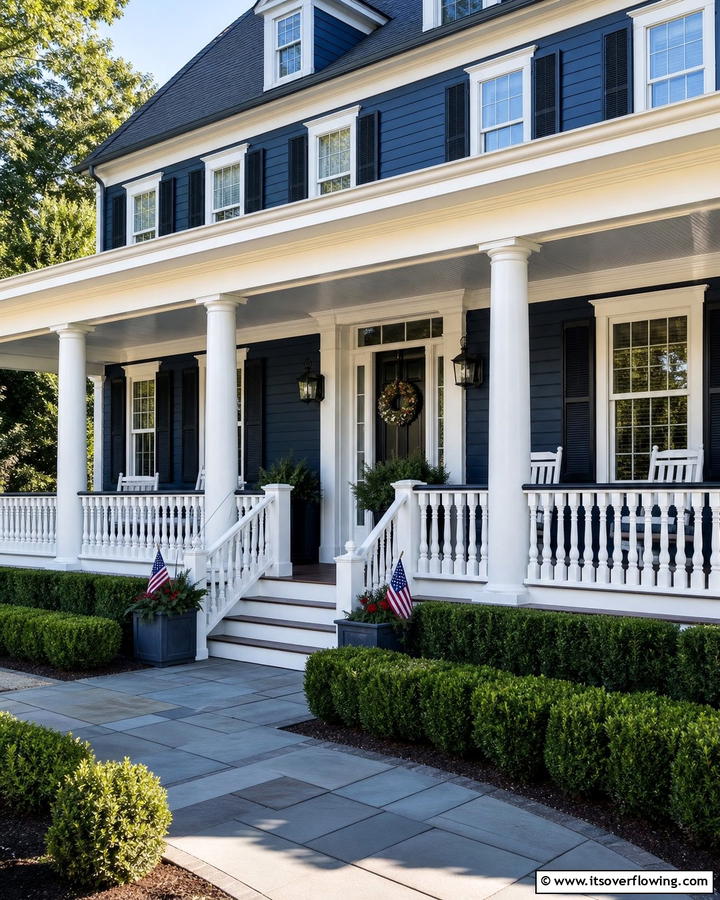 Timeless Colonial Revival - 21 Porch Railing Designs to Elevate Your Home’s Curb Appeal