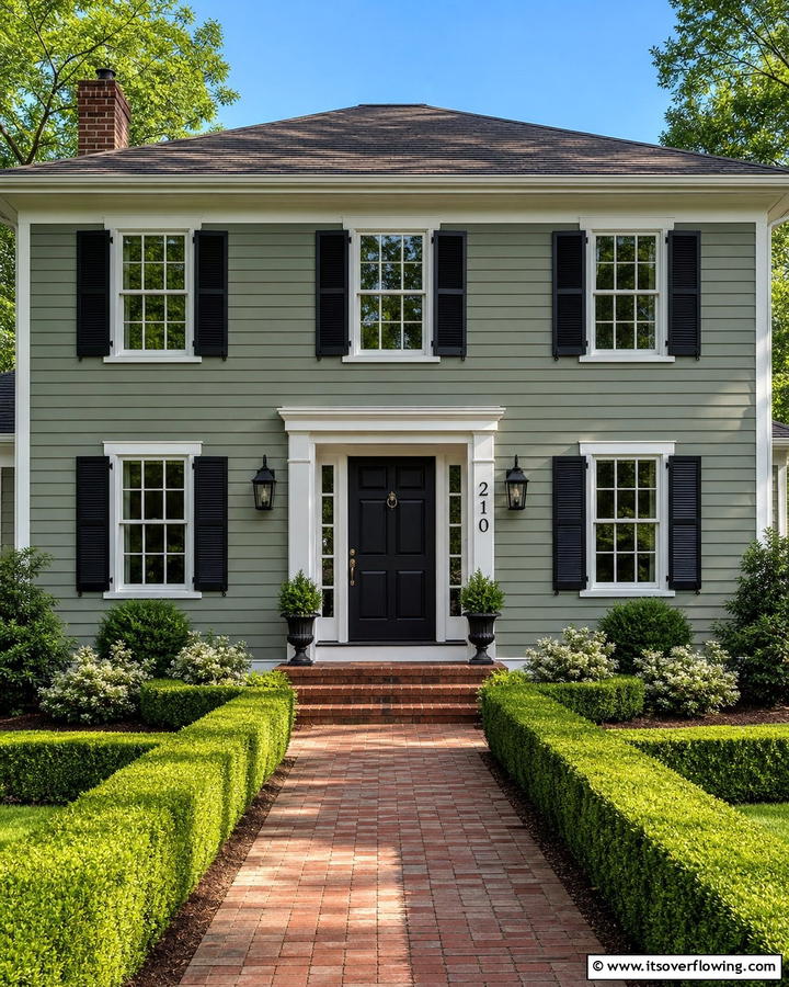 Timeless Contrast of Sage Green and Black - 20 Sage Green House With Black Door Design Ideas