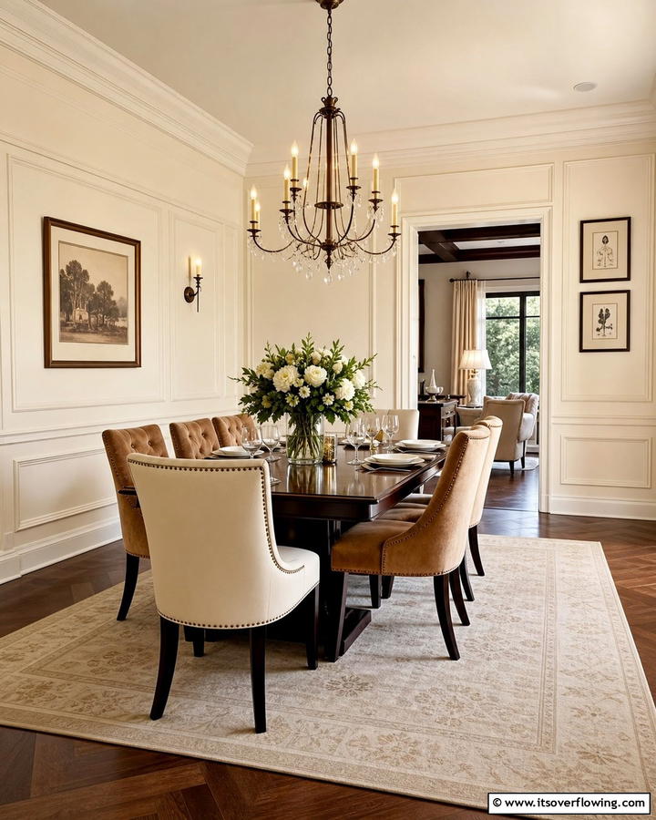 Timeless Cream Elegance - 21 Dining Room Paint Colors for a Cozy Atmosphere