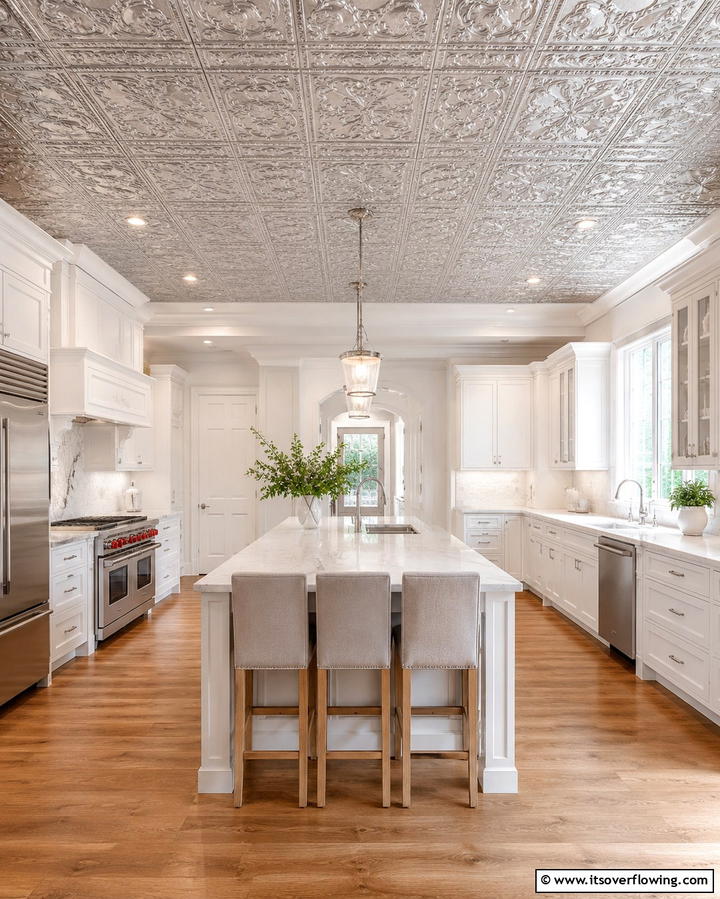 Timeless Elegance for Kitchens - 25 Tin Ceiling Ideas for a Vintage Touch