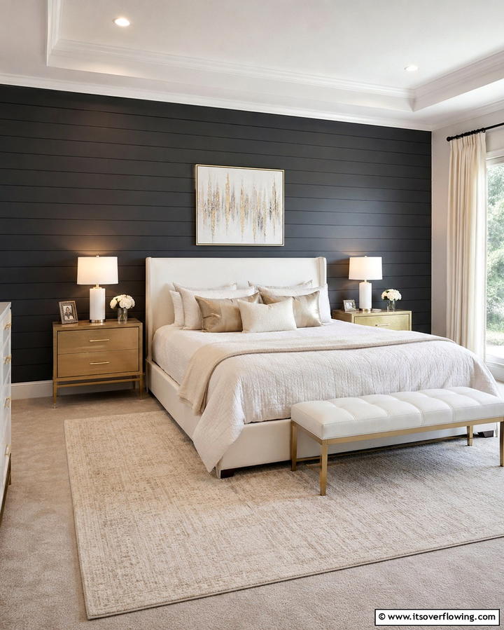 Timeless Elegance with Dark Shiplap - 25 Shiplap Bedroom Ideas for a Cozy and Chic Retreat