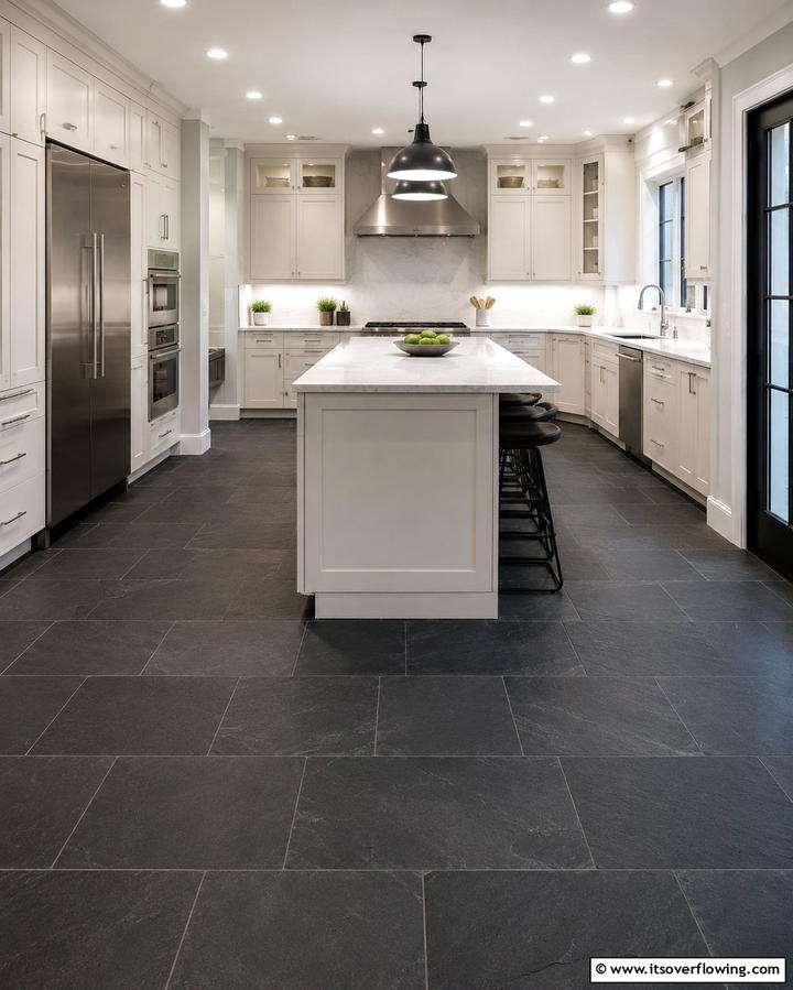 Timeless Elegance with Dark Slate Floors - 25 Kitchens With Slate Floors for a Durable and Stylish Look