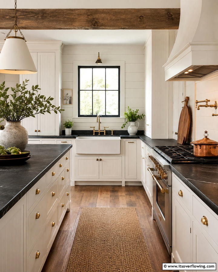 Timeless Farmhouse Charm - 25 Kitchen With White Cabinets and Black Countertops Ideas
