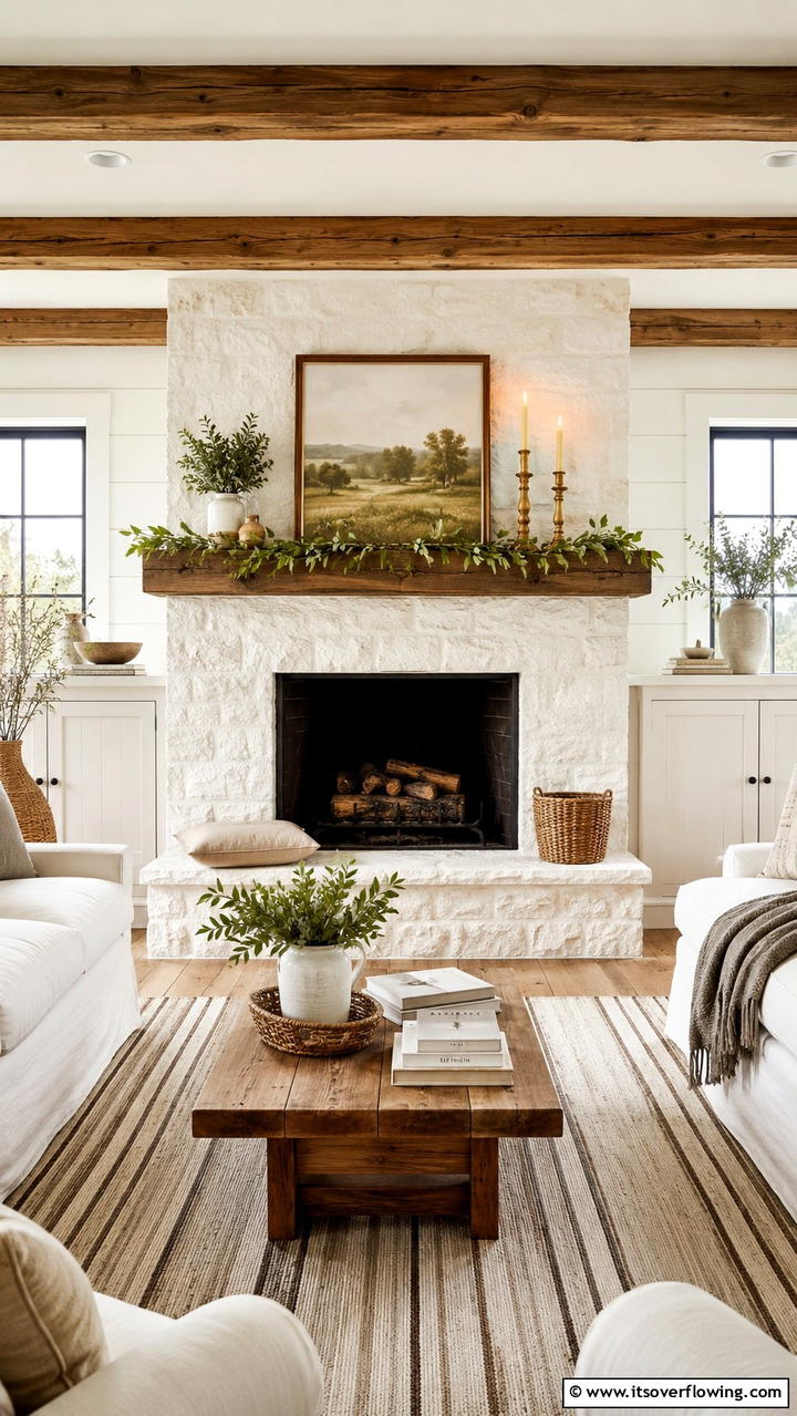 Timeless Farmhouse Charm - 30 Farmhouse Fireplace Ideas for Cozy Living Spaces