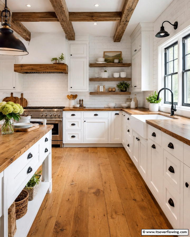 Timeless Farmhouse Charm - 20 White Kitchen Cabinets With Black Hardware Ideas