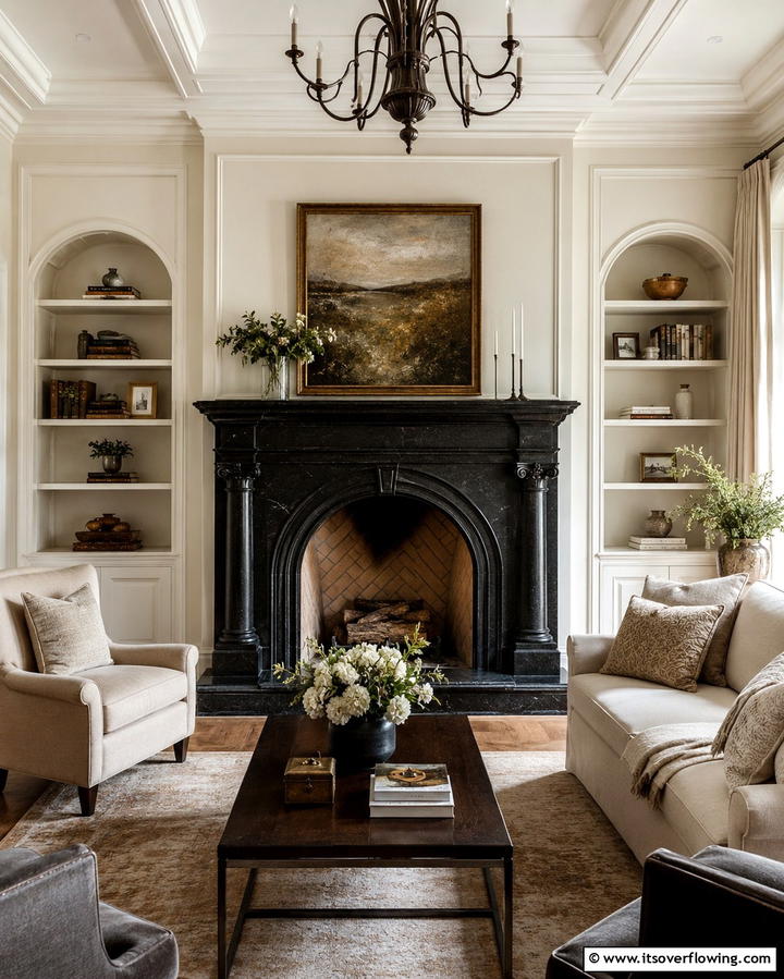 Timeless Fireplace Architecture - 30 Bold Black Fireplace Ideas to Elevate Your Living Room