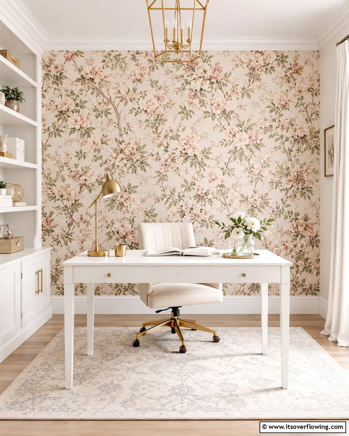 Timeless Floral Prints - 30 Office Wallpaper Ideas for a Productive Workspace