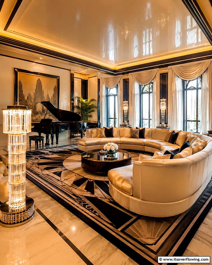 Timeless Glamour - 30 Art Deco Living Room Ideas for Luxurious Spaces