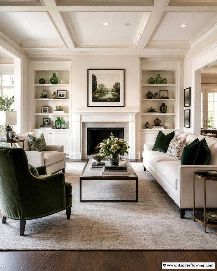 Timeless Green Accents - 30 Forest Green Living Room Ideas for Nature-Inspired Interiors