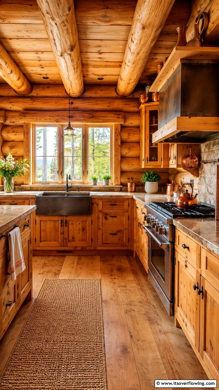 Timeless Log Cabin Ambiance - 30 Cabin Kitchen Ideas- Rustic and Cozy Cooking Spaces