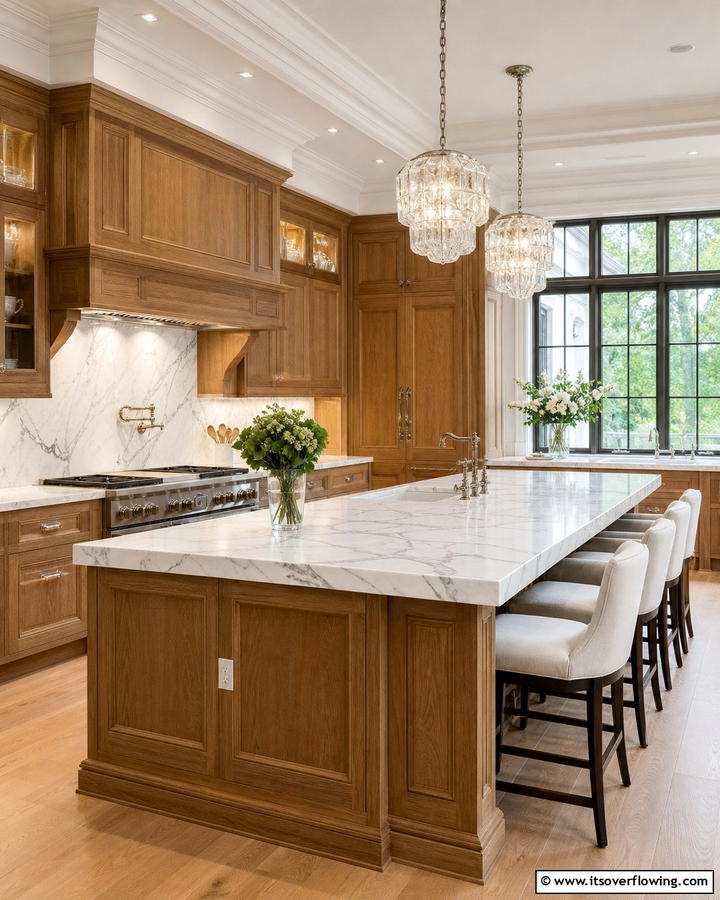 Timeless Marble Patterns - 30 Countertop Colors That Harmonize With Oak Cabinets