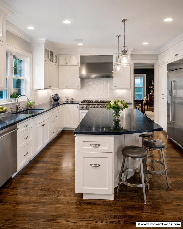 Timeless Navy and White Combo - 30 Blue Countertop Kitchen Ideas for Bold Statement Spaces