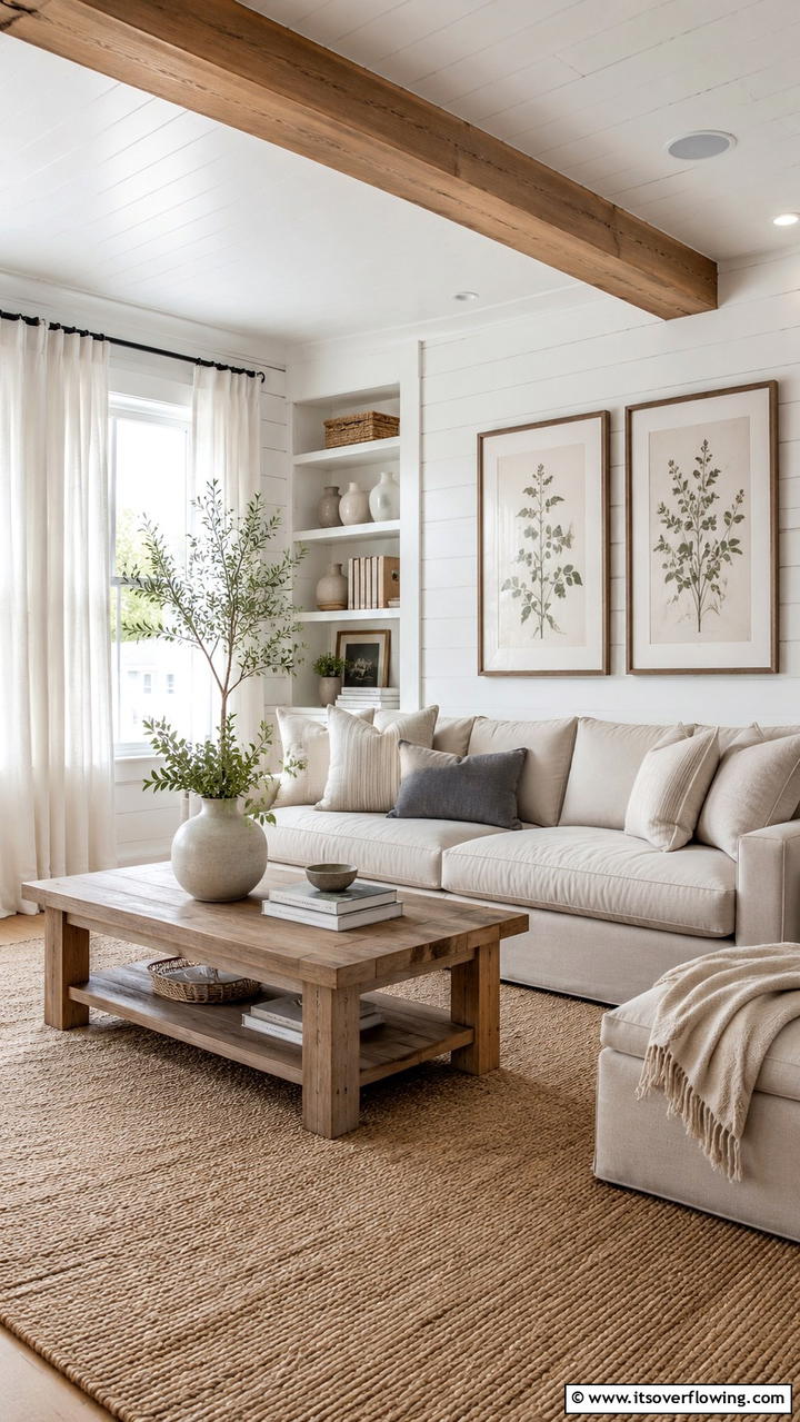 Timeless Neutral Accents - 30 Cottage Living Room Ideas for Cozy Home Spaces