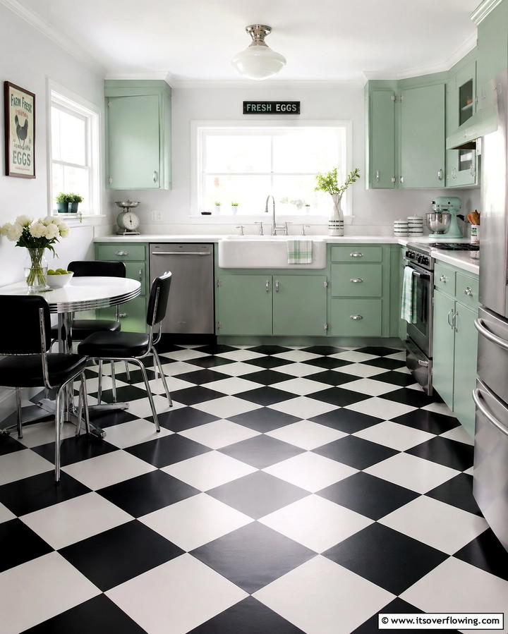 Timeless Patterns with Checkerboard Floors - 25 Kitchen Floor Ideas to Transform Your Cooking Space