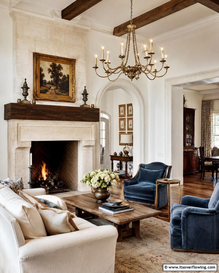 Timeless Rustic Elegance - 30 French Country Fireplace Ideas- Rustic Charm