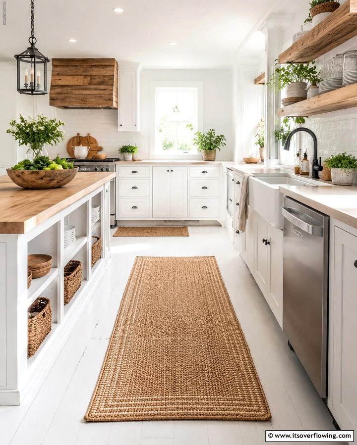 Timeless Rustic Floor Mats - 30 Rustic White Kitchen Ideas for Timeless Farmhouse Style