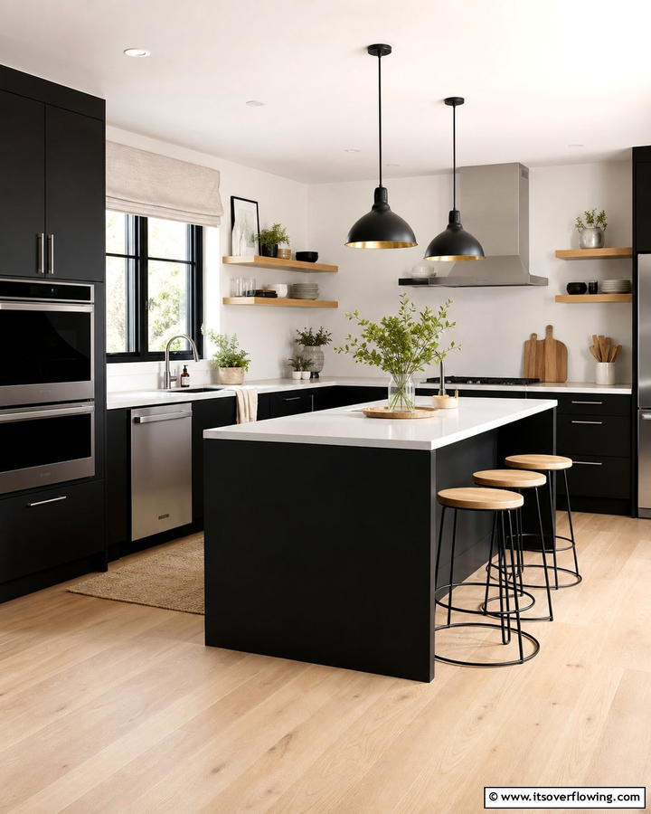Timeless Scandinavian Touch - 21 Kitchens With Black Cabinets- Bold & Timeless Designs