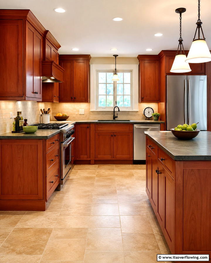 Timeless Shaker Style Cherry Cabinets - 25 Natural Cherry Kitchen Cabinets for a Warm and Inviting Look