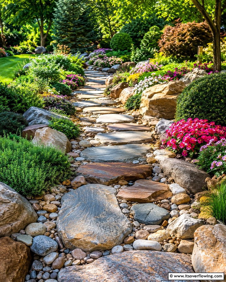 Timeless Stone Walk - 30 Rock Walkway Ideas to Elevate Your Garden Design
