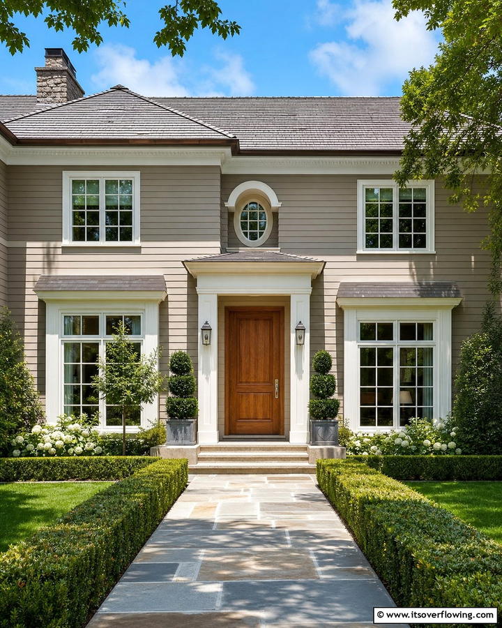 Timeless Taupe Balance - 21 Exterior House Color Schemes for Curb Appeal