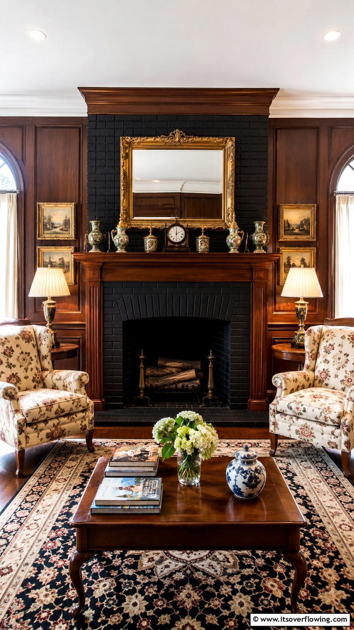 Timeless Traditional Black Brick Fireplace - 30 Black Brick Fireplace Ideas for Dramatic Focal Points
