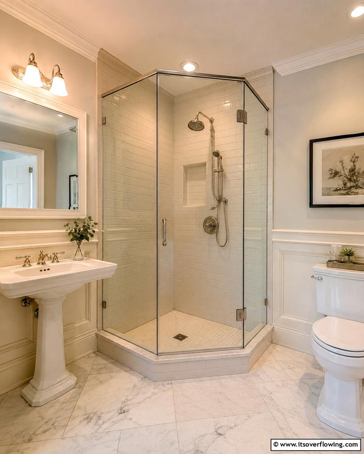 Timeless Traditional Shower - 30 Space-Efficient Corner Shower Ideas for Modern Bathrooms