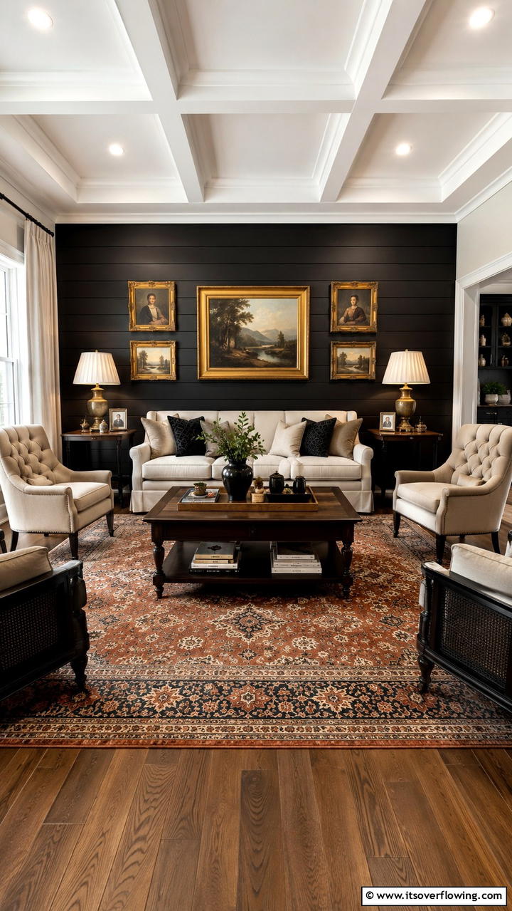 Timeless Traditional Twist - 30 Black Shiplap Wall Ideas for Timeless Interior Accents
