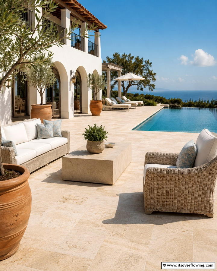 Timeless Travertine Appeal - 25 Stone Patio Ideas for Natural Outdoor Beauty