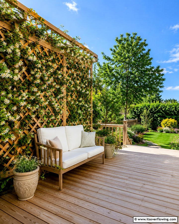 Timeless Trellis Touch - 30 Budget-Friendly Backyard Deck Ideas for Stylish Outdoor Living