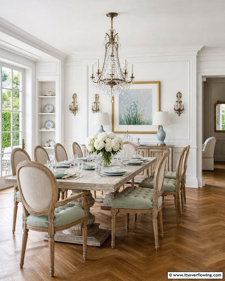 Timeless Upholstered Seating - 21 French Country Dining Room Ideas for Elegance