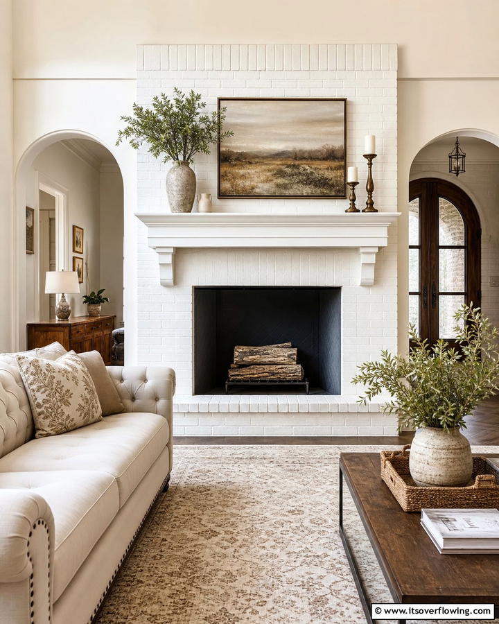 Timeless White Brick Design - 30 White Brick Fireplace Ideas for Timeless Living Rooms