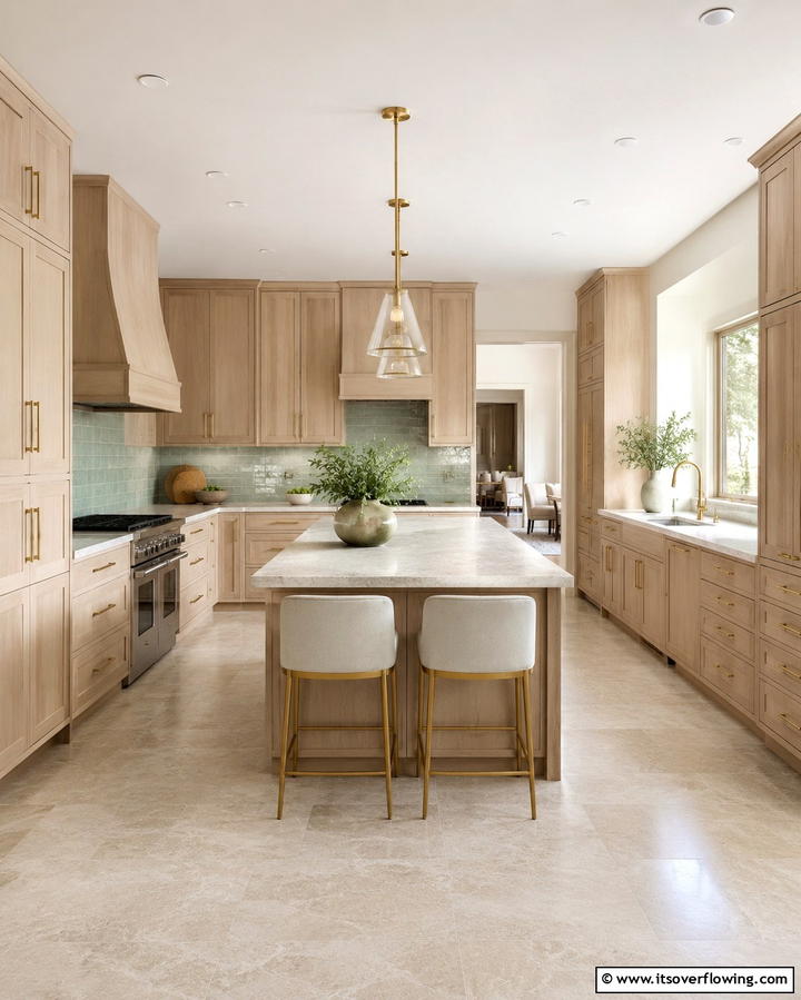 Timeless White Oak and Marble Combination - 30 White Oak Cabinet Kitchen Ideas for Timeless Style