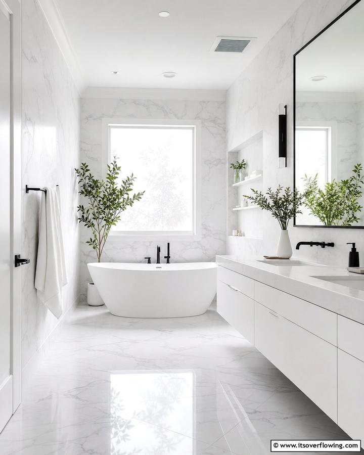 Timeless White Sanctuary - 21 Classic Black & White Bathroom Designs for Contrast