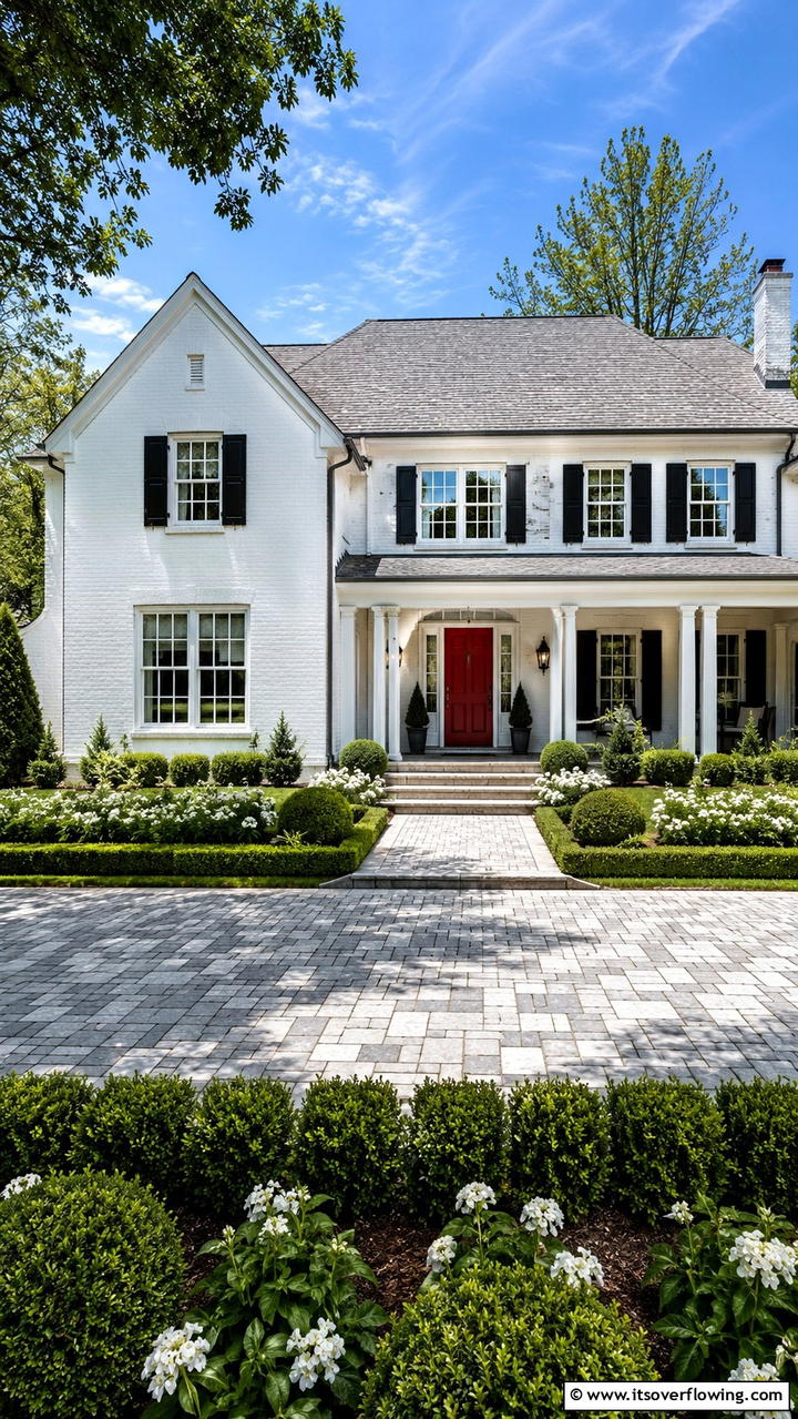 Timeless White Wash - 30 Exterior Brick Paint Color Ideas for Curb Appeal